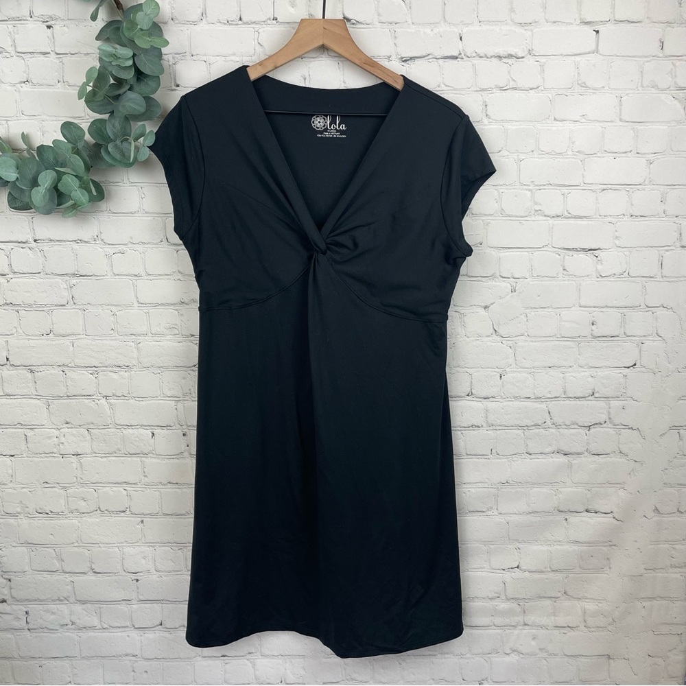 LOLA Black Knit Twist Front A-Line Dress size XL